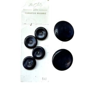 Vintage Navy Blue Plastic Button Sets Retro Vintage Sewing Supplies 6 pcs Blazer